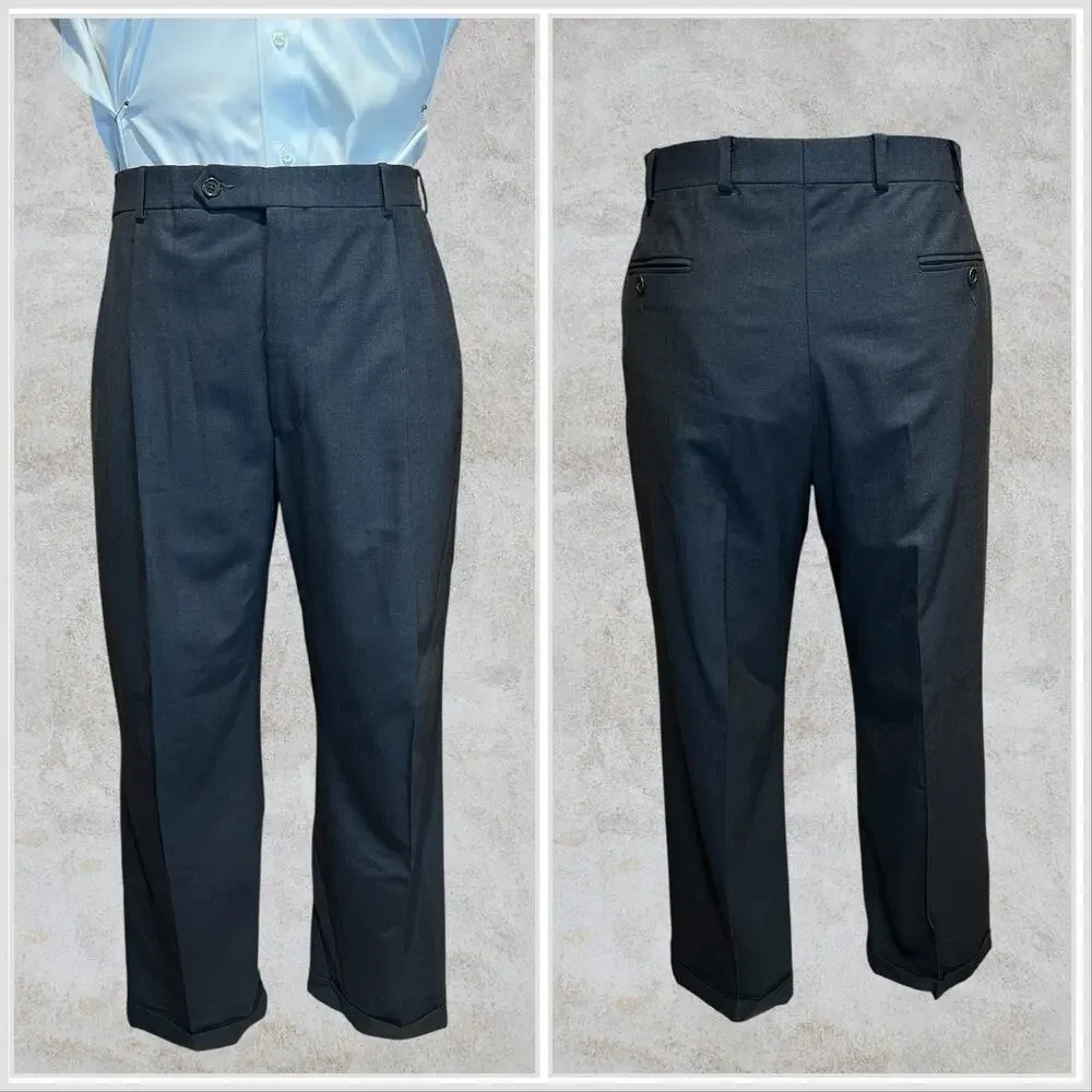 Brooks Brothers 346 40-41L 35x29.5 Charcoal Gray Suit 3 Btn Stretch